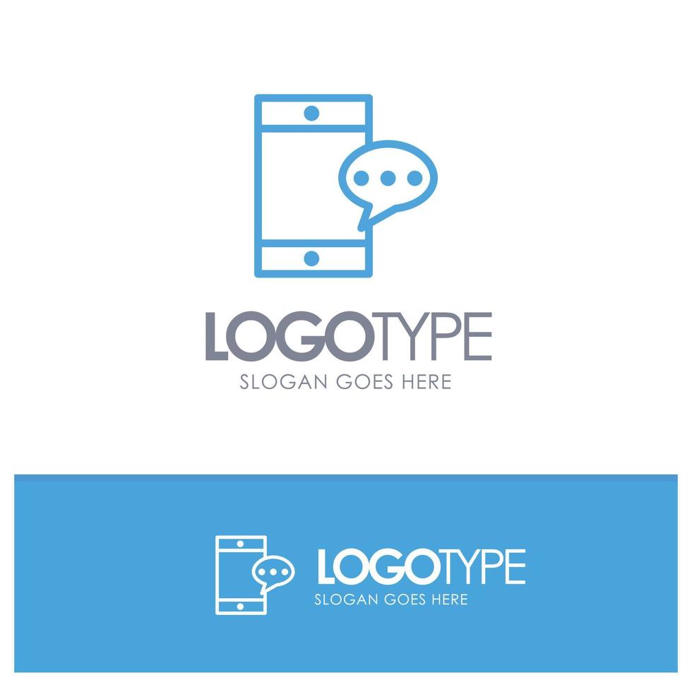 Mobile Chatting Cell Blue Outline Logo Place for Tagline vector
