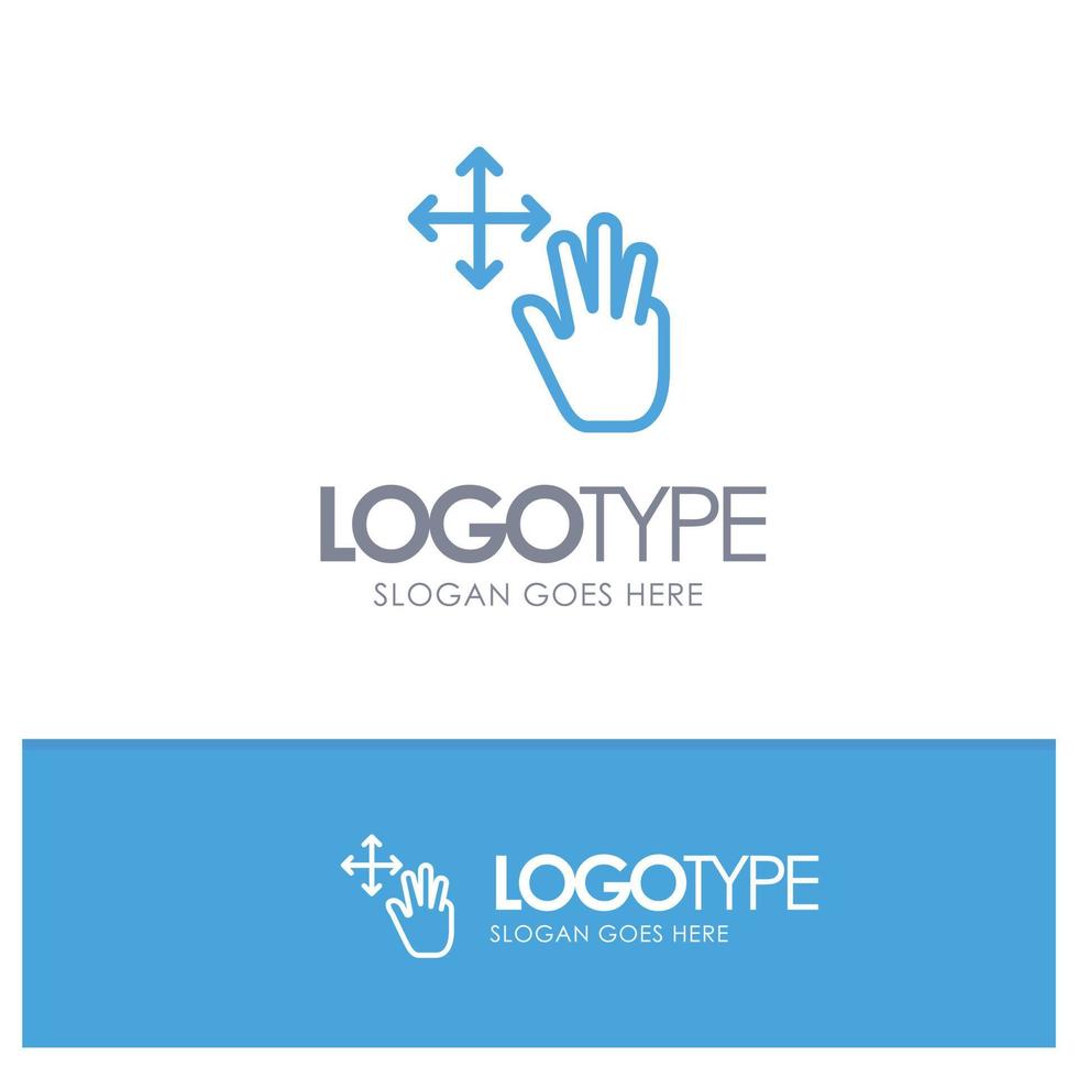 Three Finger Gestures Hold Blue Outline Logo Place for Tagline vector