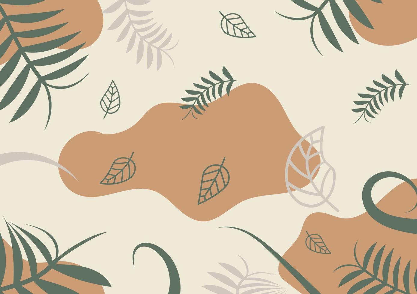 Natural background of leaves, branches and organic shapes in earth tones, greens, browns.vector illustration. vector