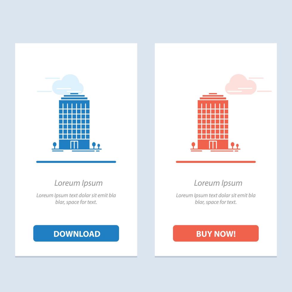Building Office Tower Space  Blue and Red Download and Buy Now web Widget Card Template vector