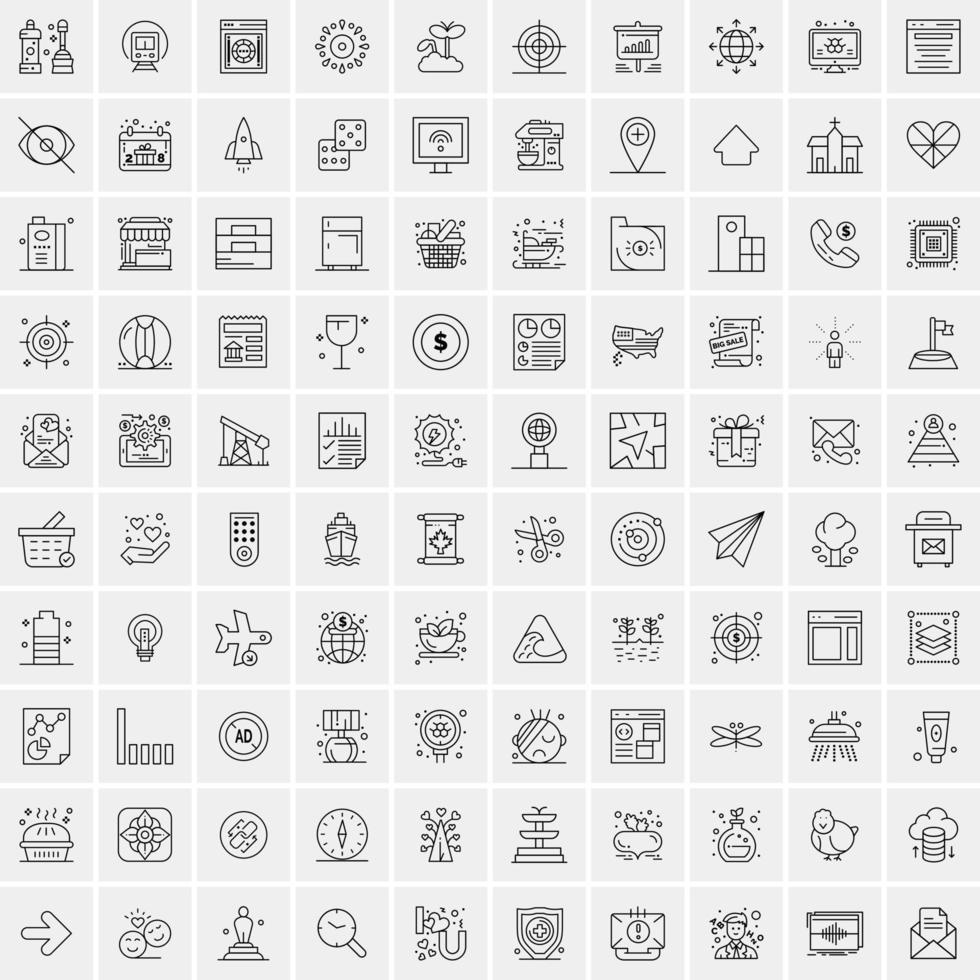 conjunto de 100 iconos de línea de negocios creativos vector