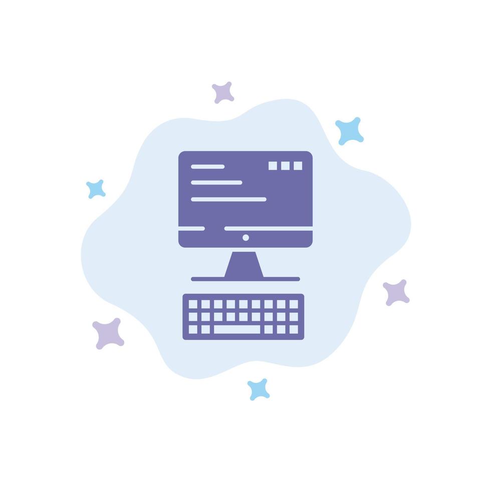 Computer Keyboard Monitor Computing Blue Icon on Abstract Cloud Background vector