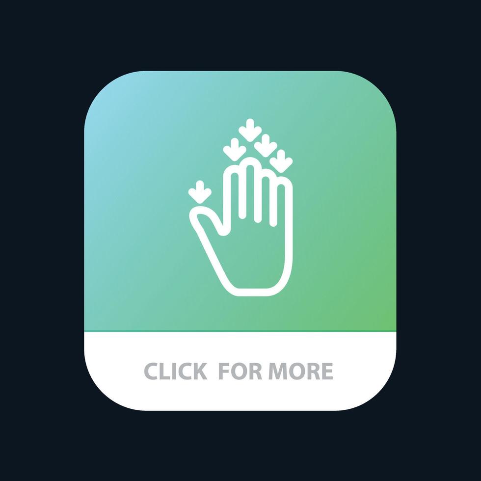 Gesture Hand Arrow Down Mobile App Button Android and IOS Line Version vector