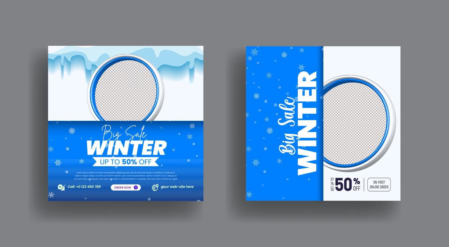 publicación de redes sociales de venta de moda de invierno, plantilla de anuncios de banner web con estilo 3d moderno adecuado para banner de sitio web, volante cuadrado o póster y diseño de volante de marketing vector