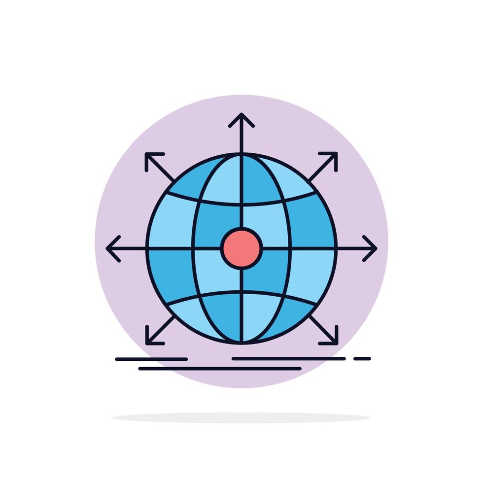 vector de icono de color plano web de red internacional global de negocios
