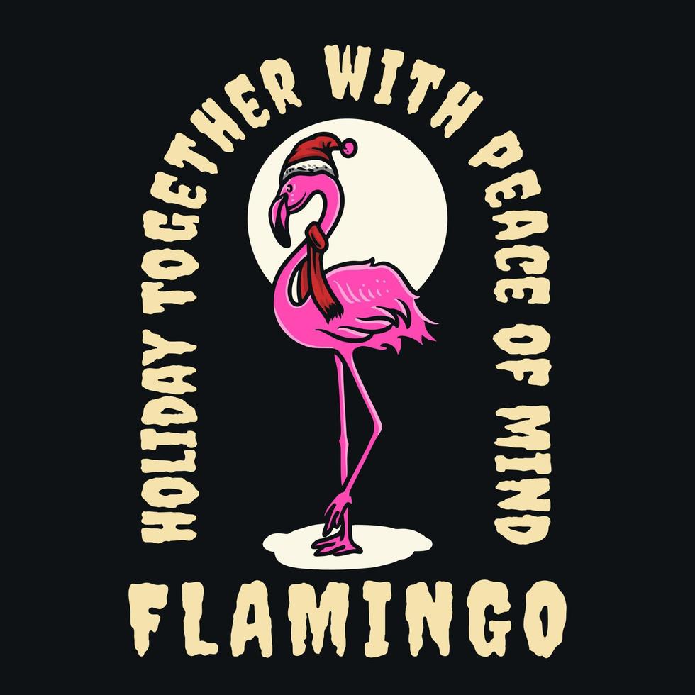 Summer Flamingo With Christmas Hat Vector Illustration