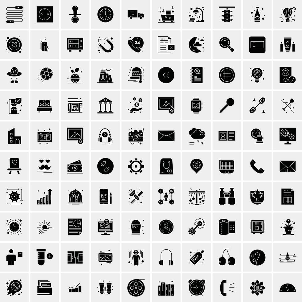 Set of 100 Universal Solid Icons vector