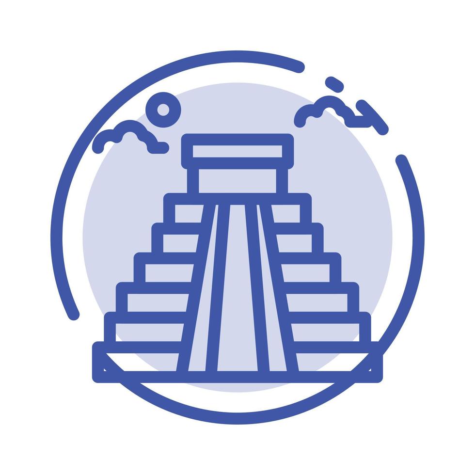 Building Landmark American Usa Blue Dotted Line Line Icon vector