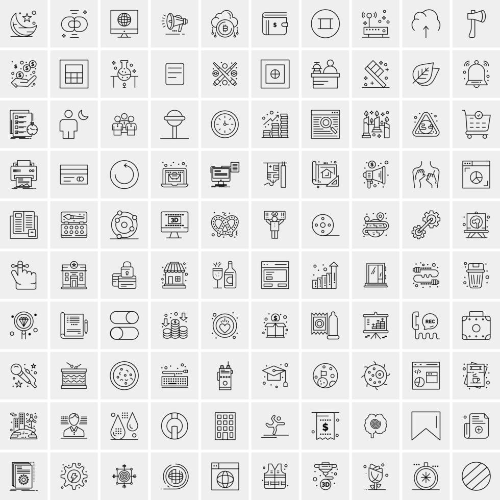 conjunto de 100 iconos de línea de negocios creativos vector