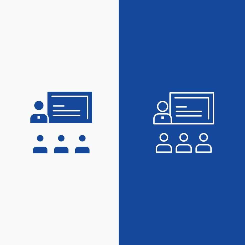 Teamwork Business Human Leadership Management Line and Glyph Solid icon Blue banner Line and Glyph S vector