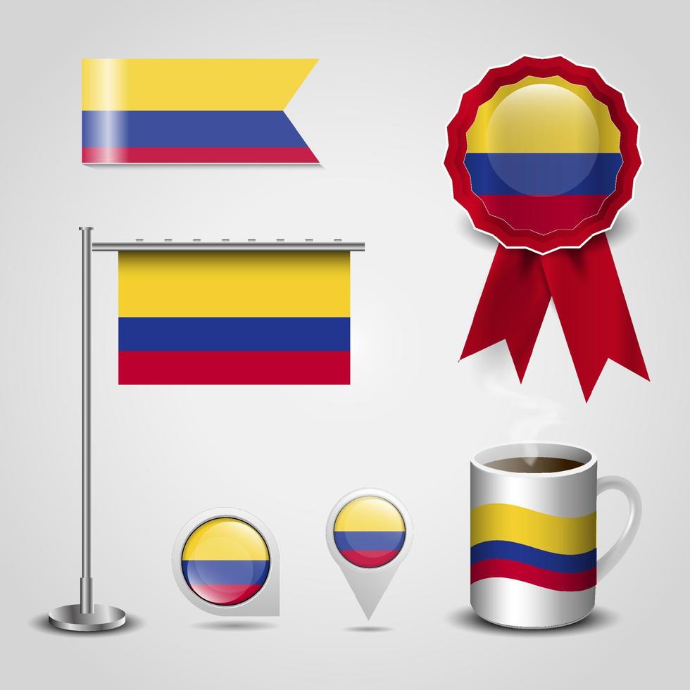 conjunto de bandera de colombia vector