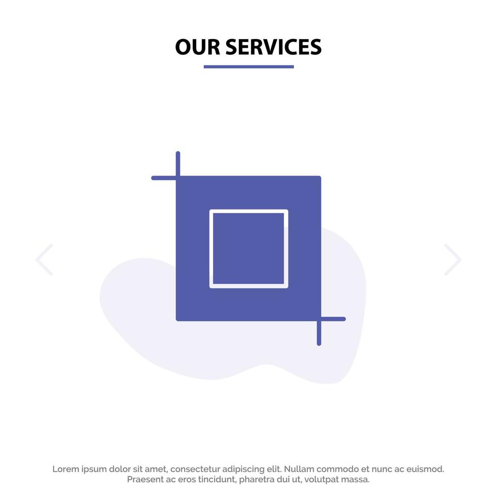 Our Services Crop Tool Transform Solid Glyph Icon Web card Template vector