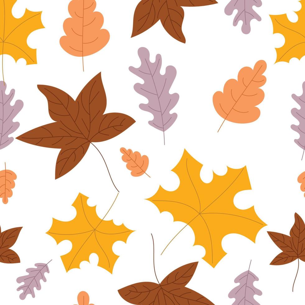 Autumn seamless pattern with leaves and plants. Vector version
