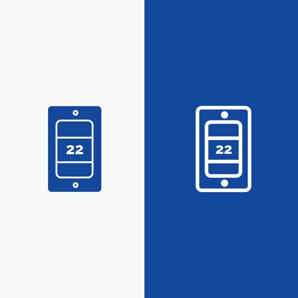 Mobile Sun Temperature Line and Glyph Solid icon Blue banner Line and Glyph Solid icon Blue banner vector
