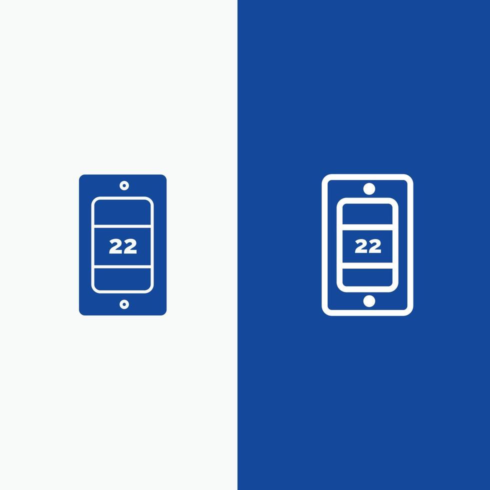 Mobile Sun Temperature Line and Glyph Solid icon Blue banner Line and Glyph Solid icon Blue banner vector