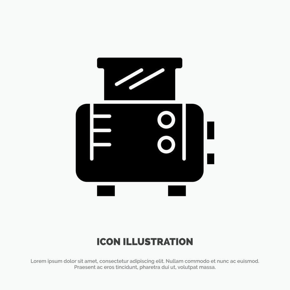 Toast Toast Machine Toaster Solid Black Glyph Icon vector