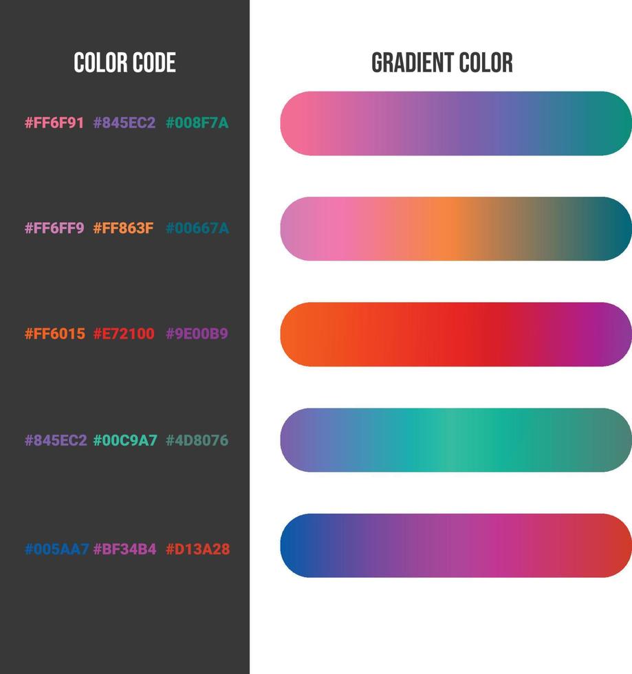 5 deferent gradient color palette vector