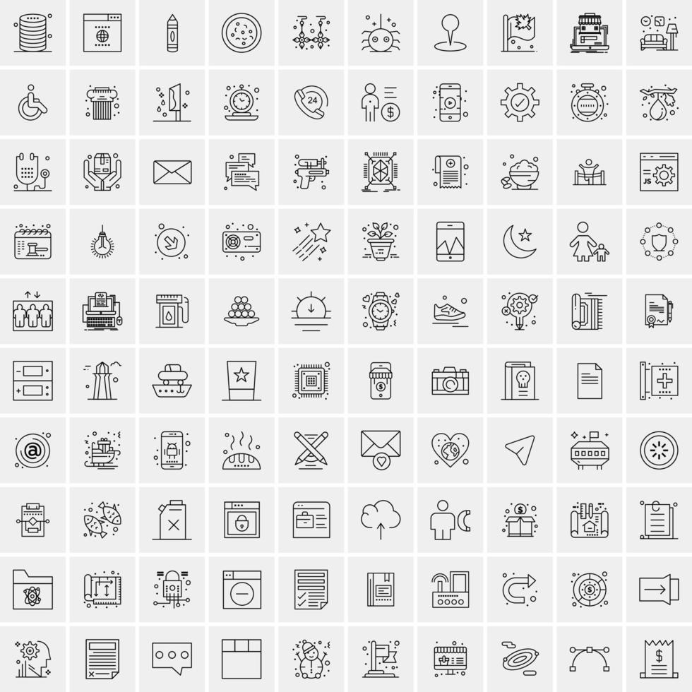 conjunto de 100 iconos de línea de negocios creativos vector