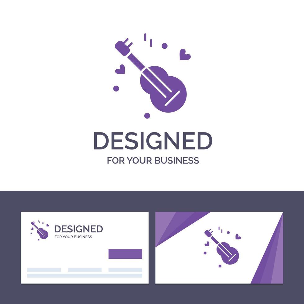 Creative Business Card and Logo template Guitar Song Music Love Vector Illustration