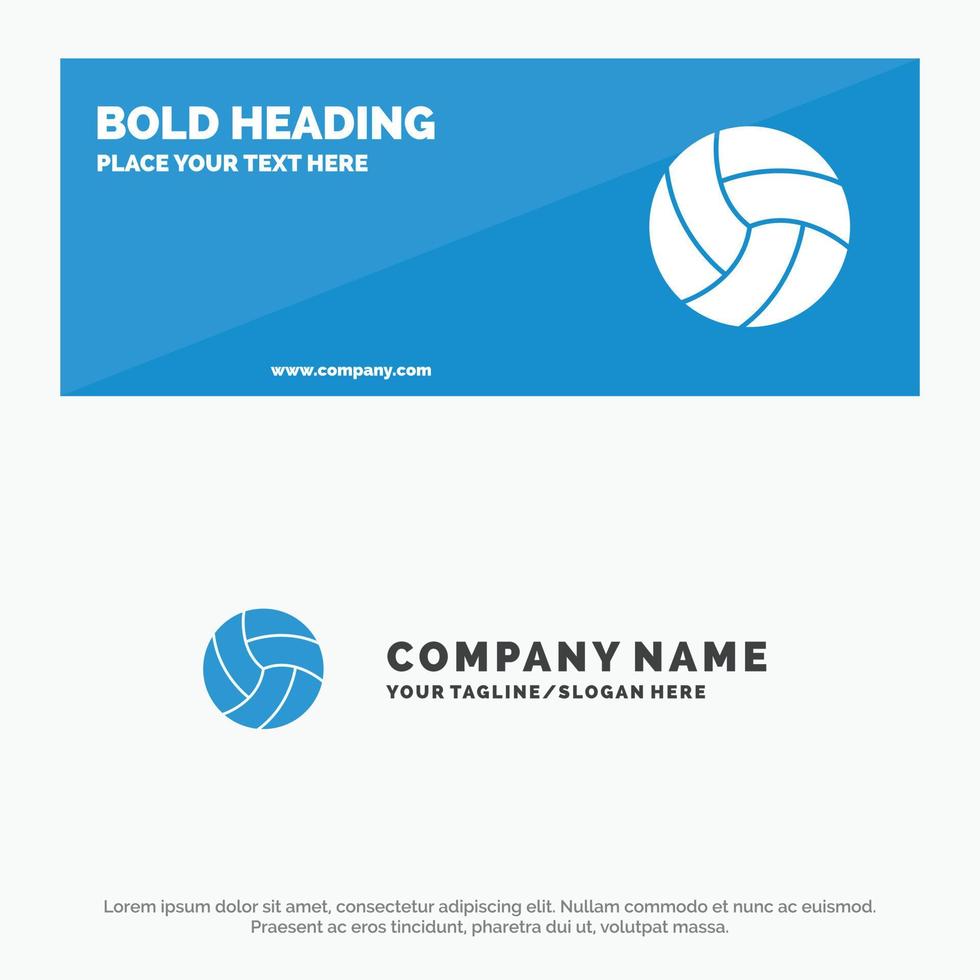 pelota voleibol voleibol deporte icono sólido sitio web banner y plantilla de logotipo de empresa vector