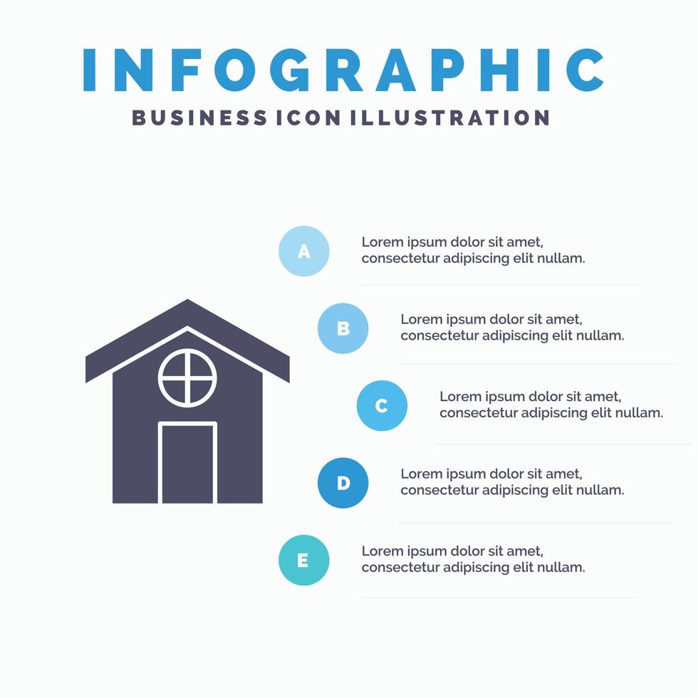 City Construction House Solid Icon Infographics 5 Steps Presentation Background vector