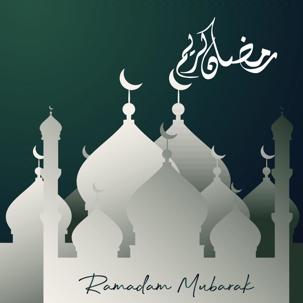 Ramadan Kareem greeting background islamic symbol crescent with arabic pattern vector