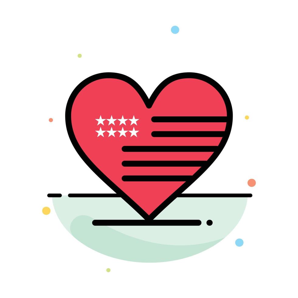 Heart Love American Flag Abstract Flat Color Icon Template vector