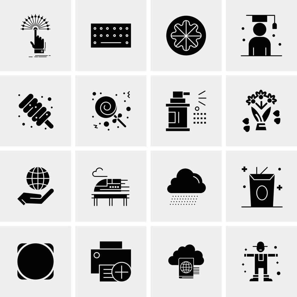 16 iconos de negocios universales vector ilustración de icono creativo para usar en proyectos relacionados con la web y dispositivos móviles