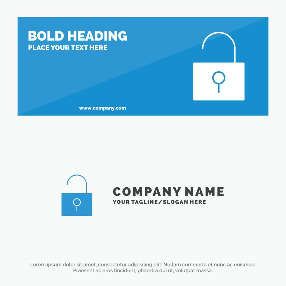 Lock Unlocked User Interface SOlid Icon Website Banner and Business Logo Template vector