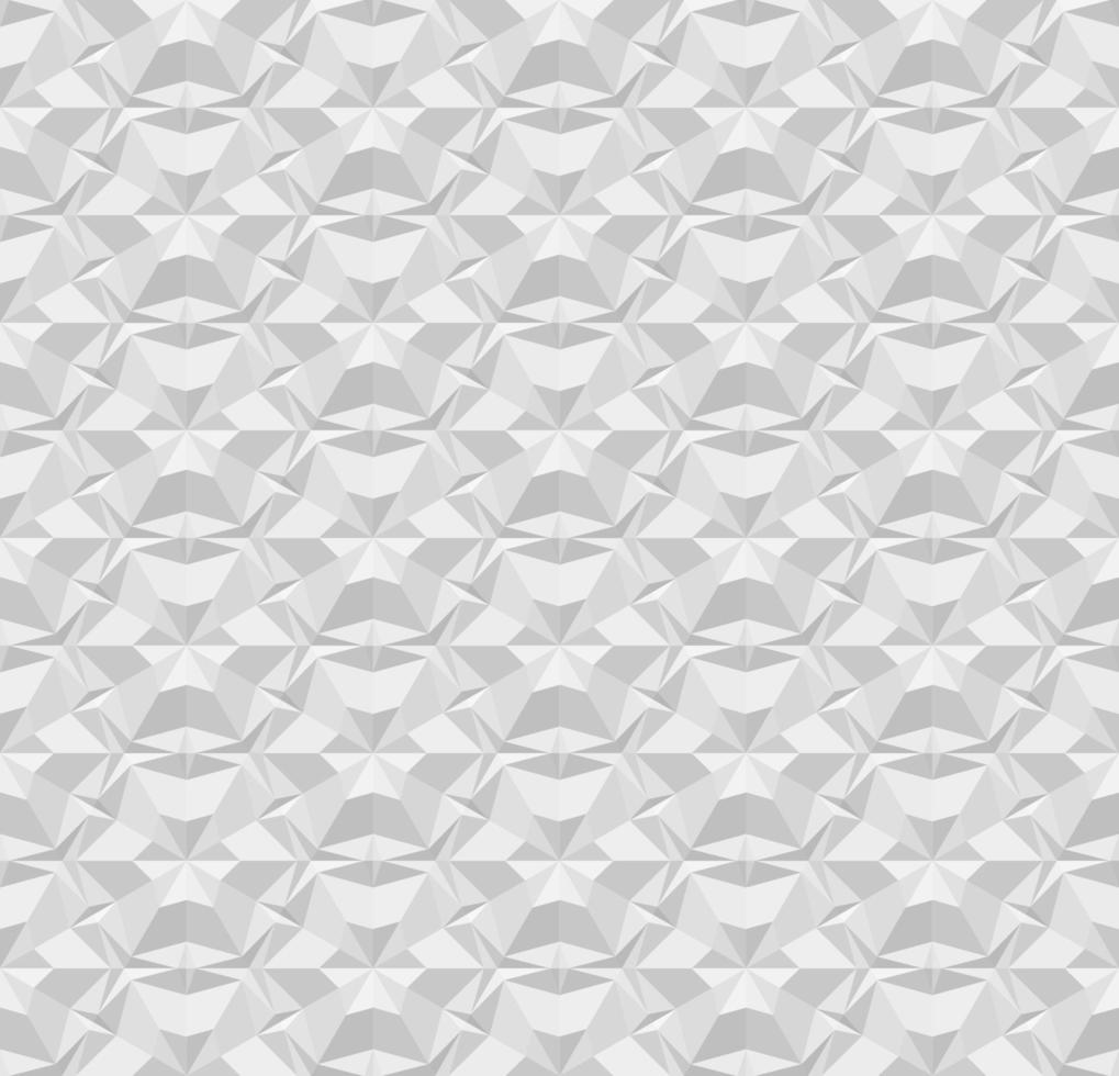 Light gray polygonal seamless paper pattern. Repeating geometric texture with extrusion effect. 3D vector illustration with origami effect for background, wallpaper, interior, wrapping paper.