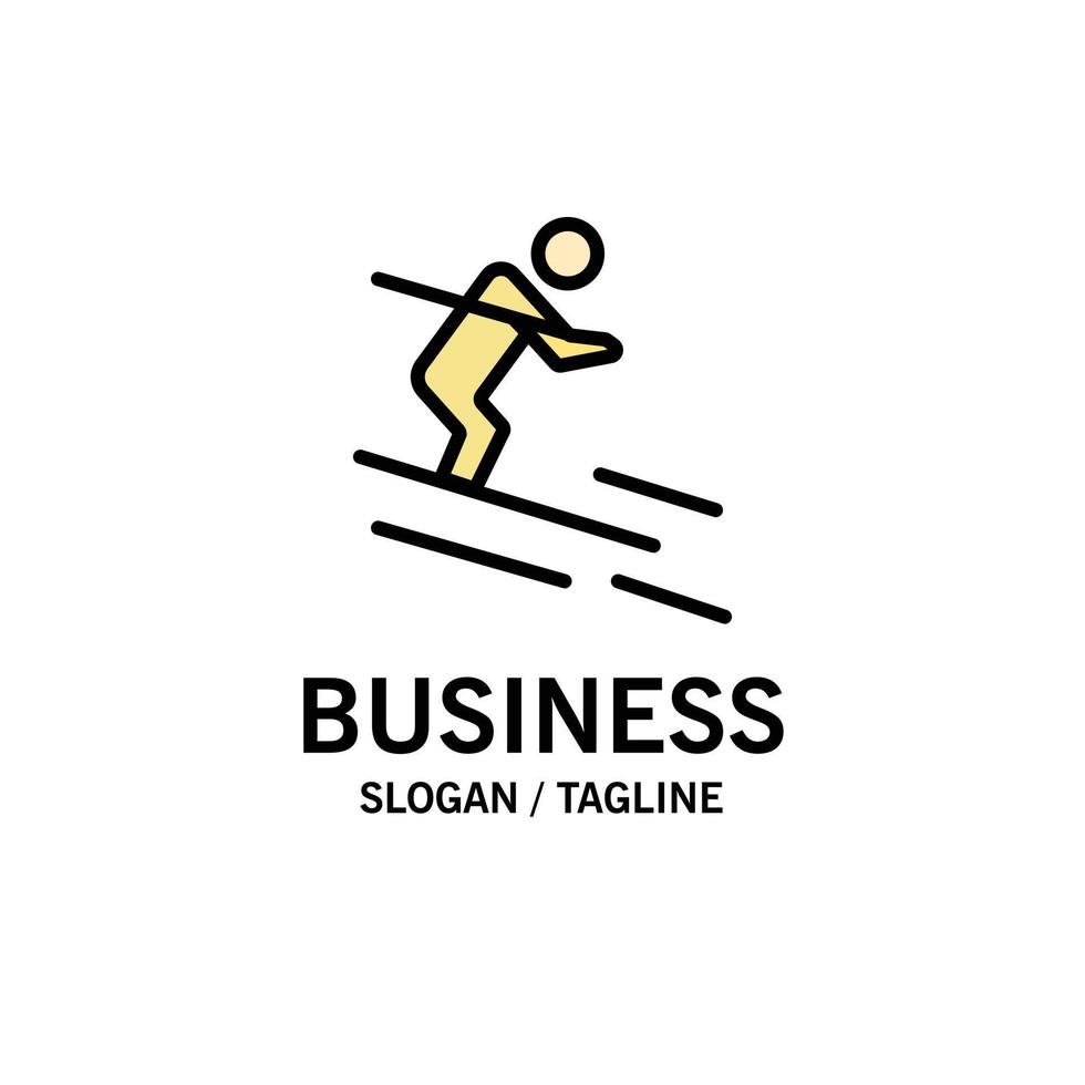 Activity Ski Skiing Sportsman Business Logo Template Flat Color vector