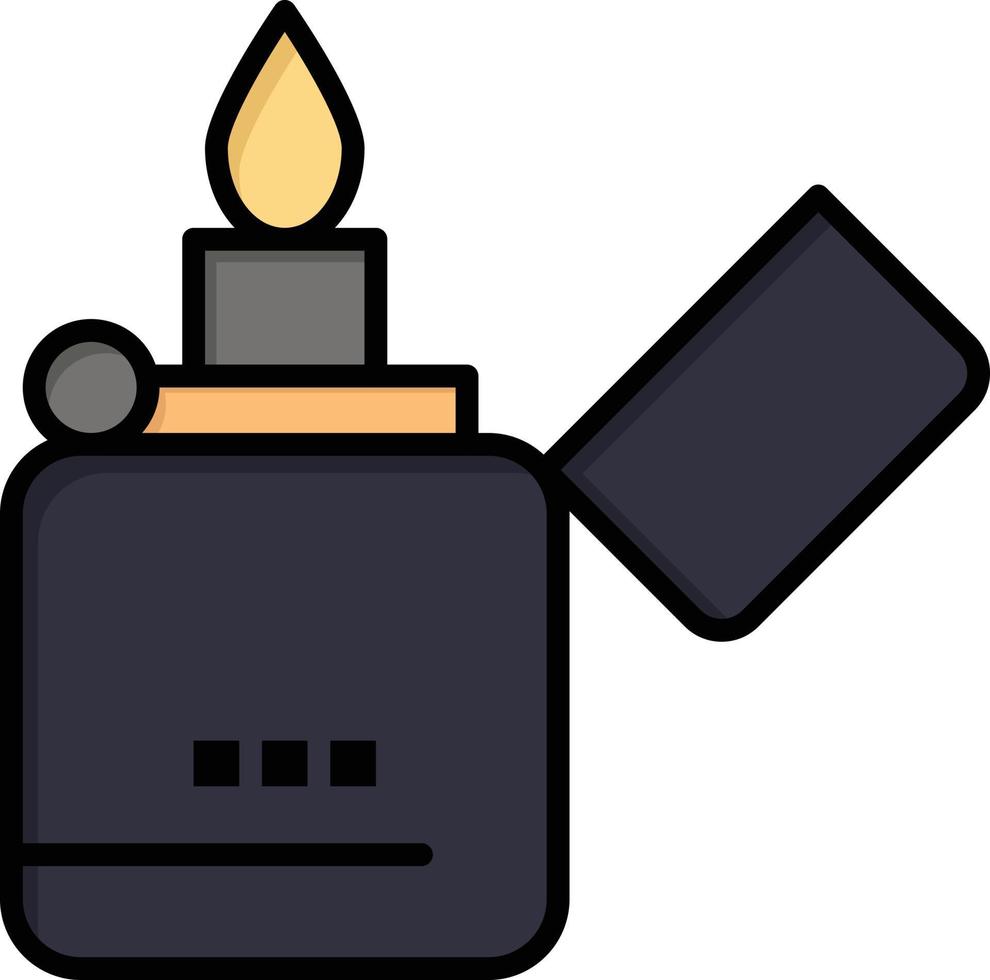 Fire Lighter Smoking Zippo  Flat Color Icon Vector icon banner Template