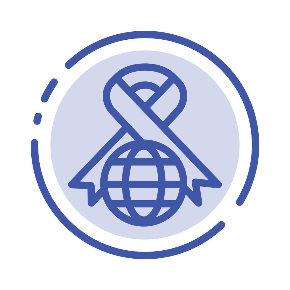 Care Ribbon Globe World Blue Dotted Line Line Icon vector