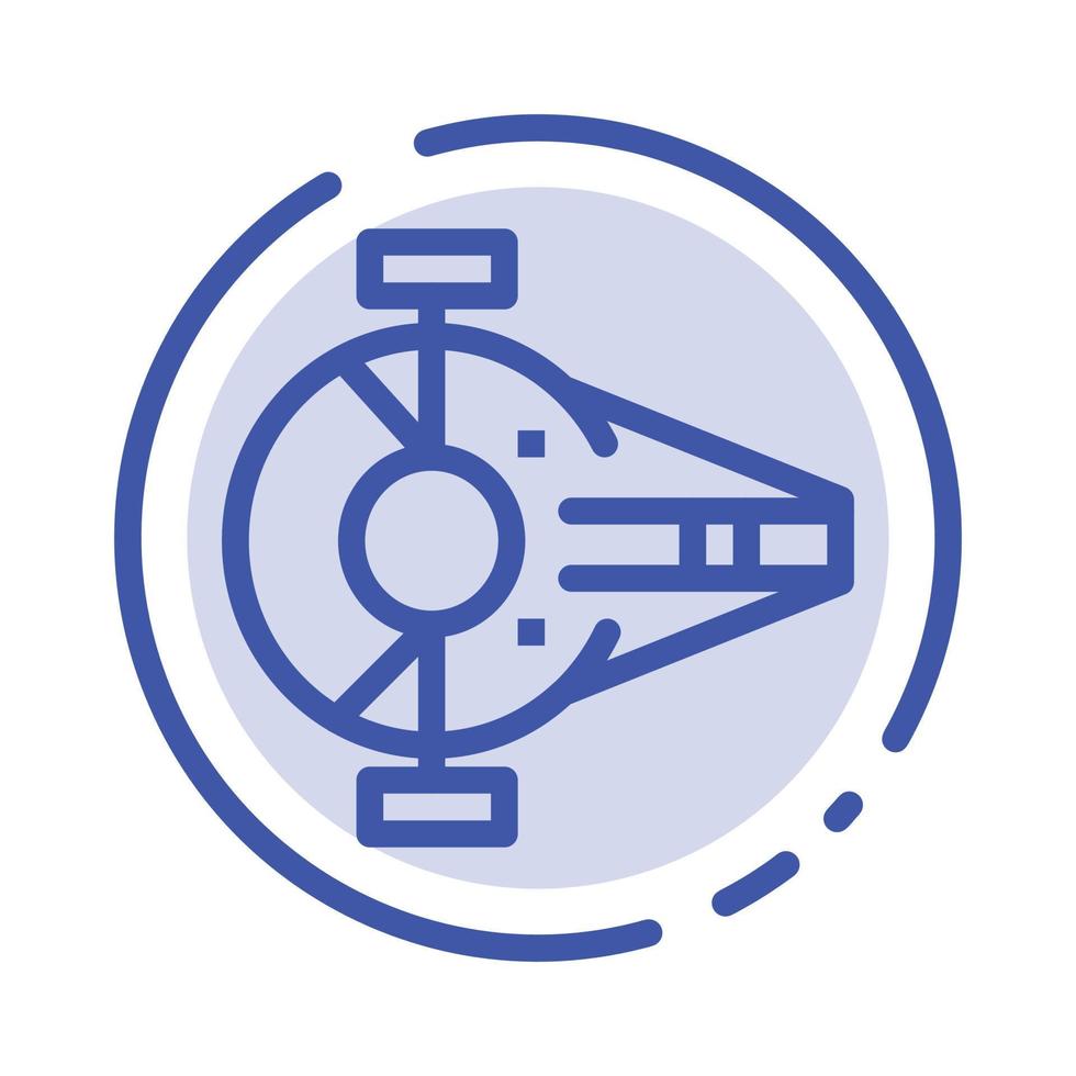 Cruiser Fighter Interceptor Ship Spacecraft Blue Dotted Line Line Icon vector