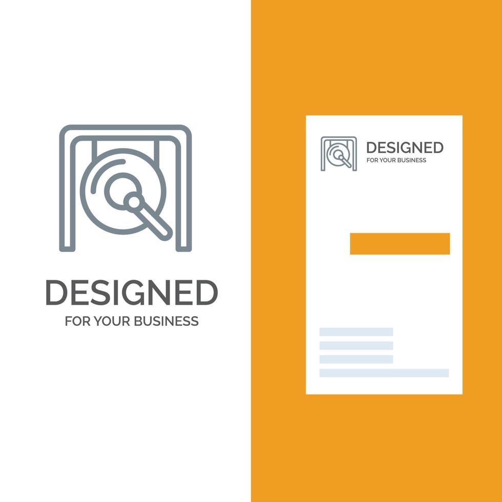 Gong Music China Chinese Grey Logo Design and Business Card Template vector