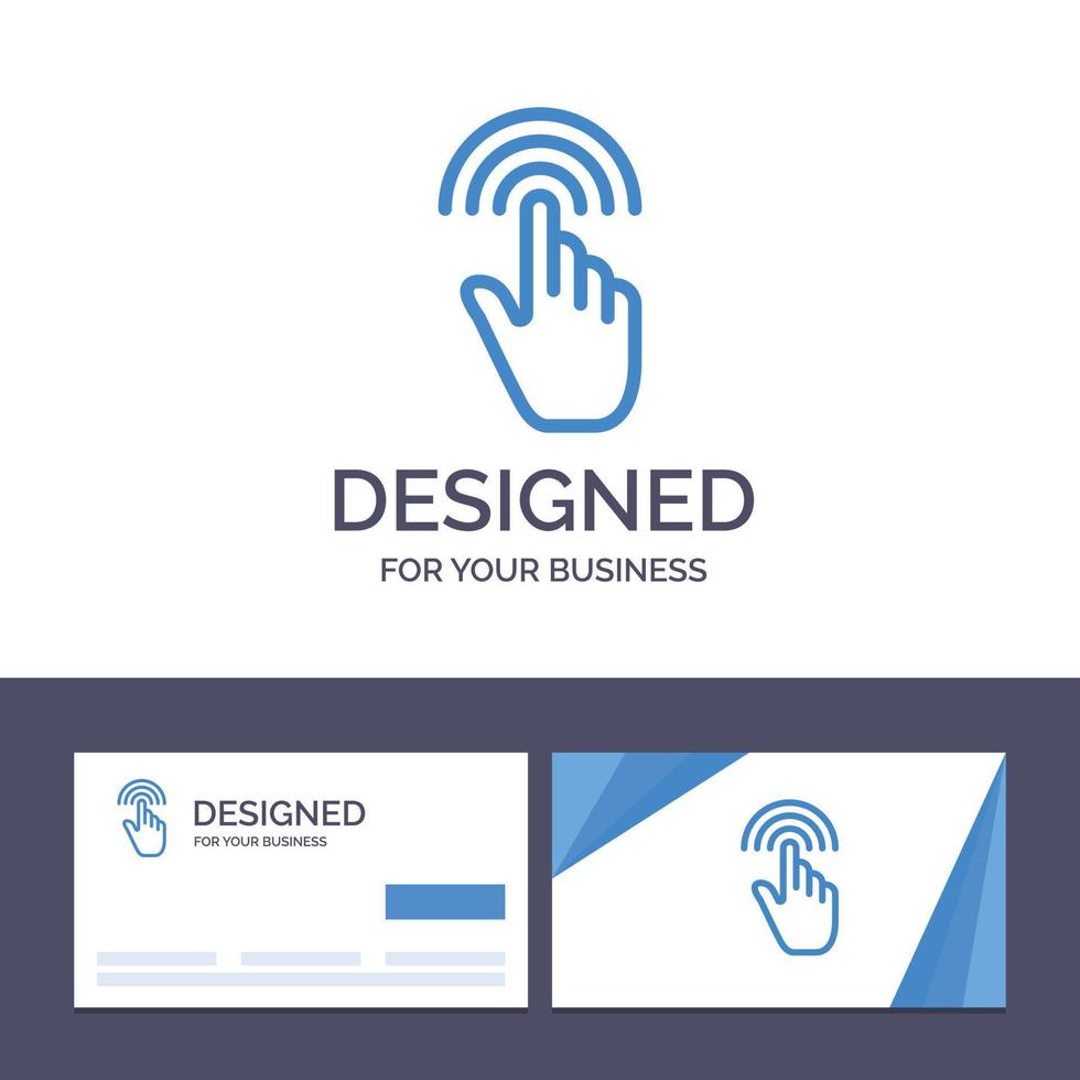 tarjeta de visita creativa y plantilla de logotipo gestos con los dedos interfaz de mano toque ilustración vectorial vector