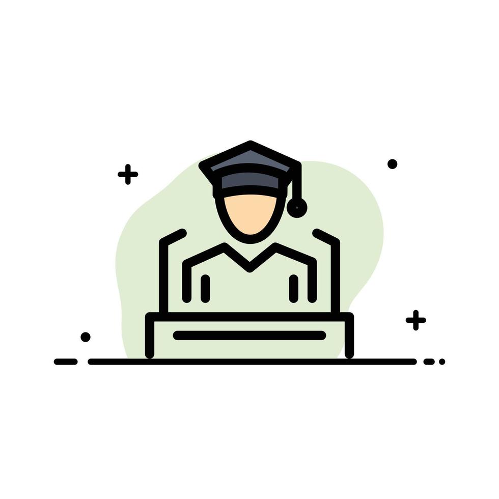 Cap Education Graduation Speech  Business Flat Line Filled Icon Vector Banner Template