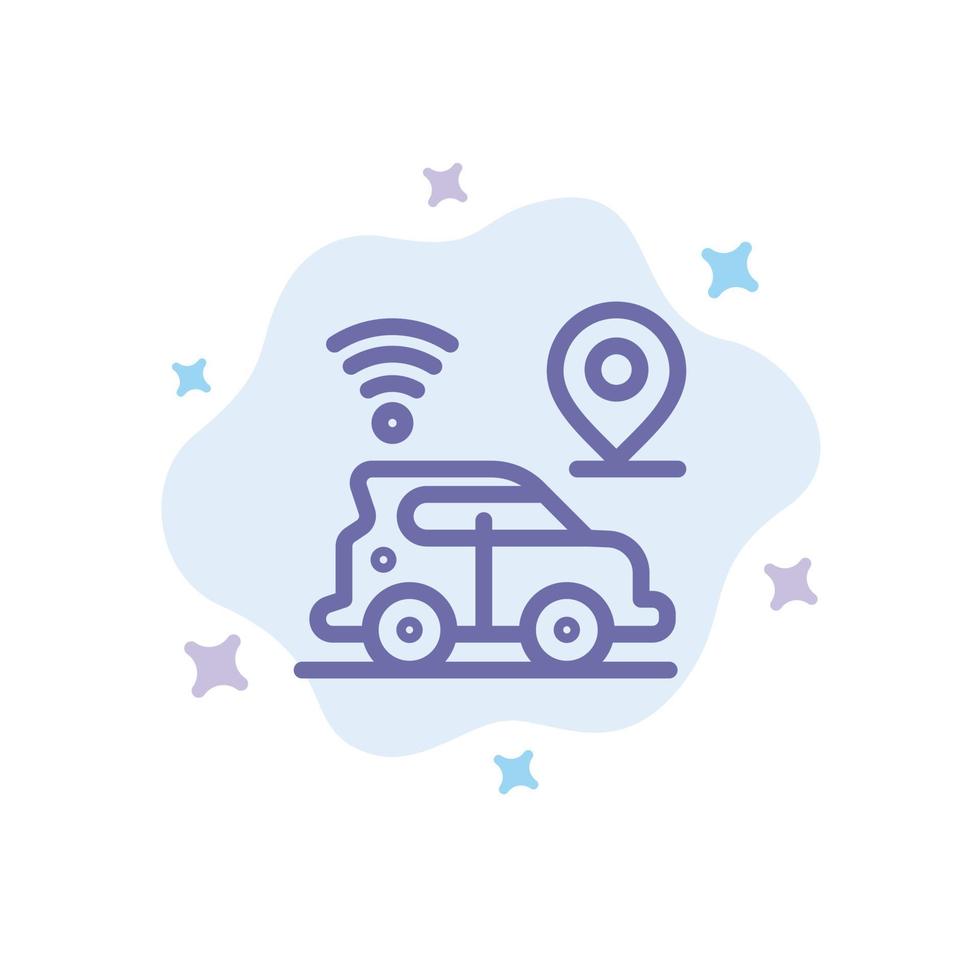 icono azul de la tecnología del mapa de ubicación del coche en el fondo abstracto de la nube vector