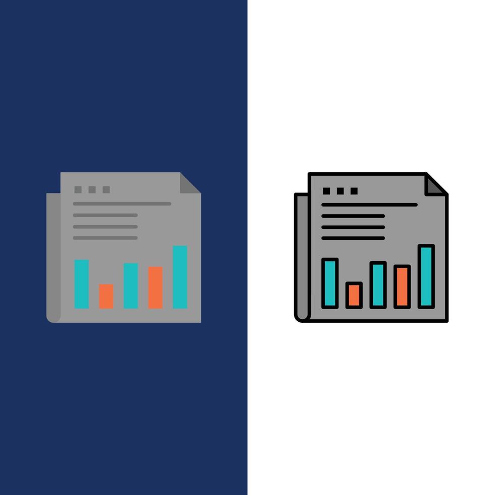 Newspaper Business Financial Market News Paper Times  Icons Flat and Line Filled Icon Set Vector Blu
