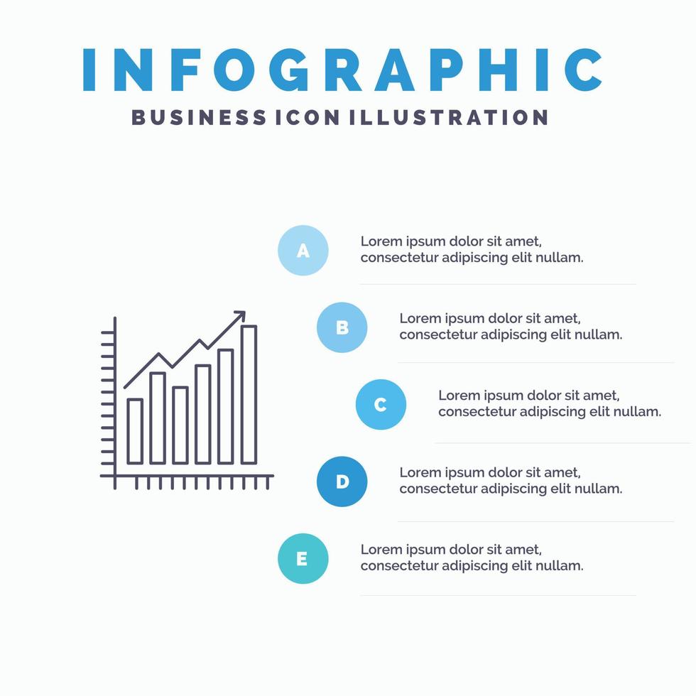 Graph Analytics Business Diagram Marketing Statistics Trends Line icon with 5 steps presentation inf vector