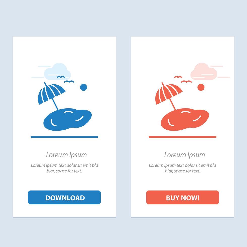 Beach Palm Tree Spring  Blue and Red Download and Buy Now web Widget Card Template vector