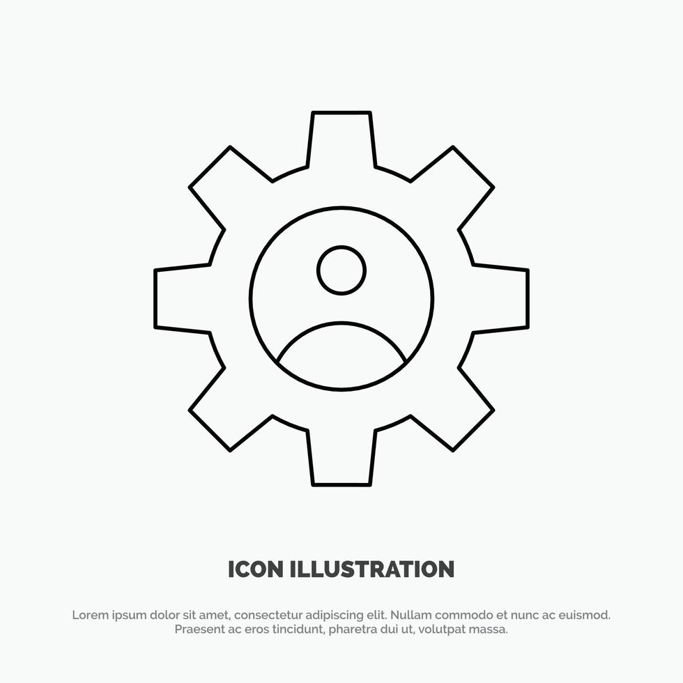 Gear Controls Profile Use Line Icon Vector