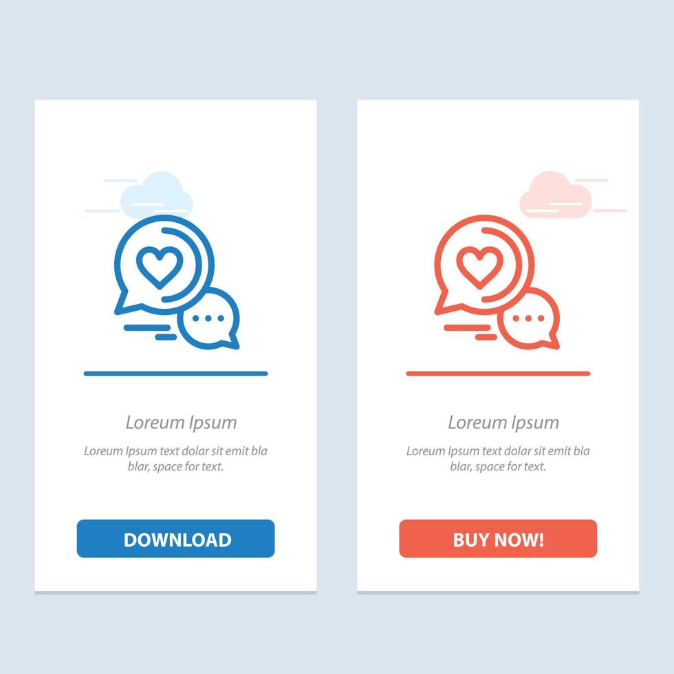 Chat Bubble Message Sms Romantic Chat Couple Chat  Blue and Red Download and Buy Now web Widget Card vector