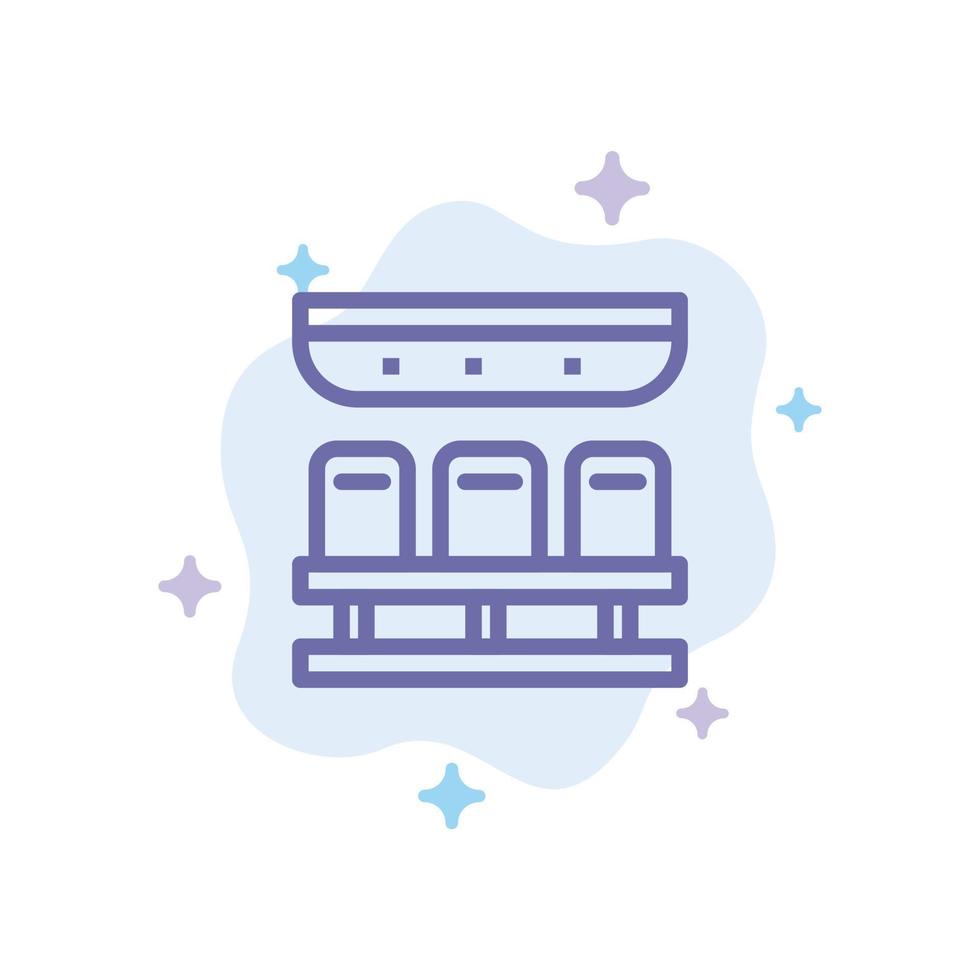 Seats Train Transportation Travel Blue Icon on Abstract Cloud Background vector