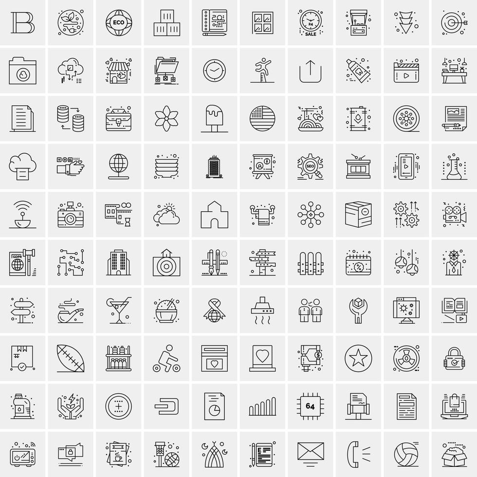 Pack of 100 Universal Line Icons for Mobile and Web vector