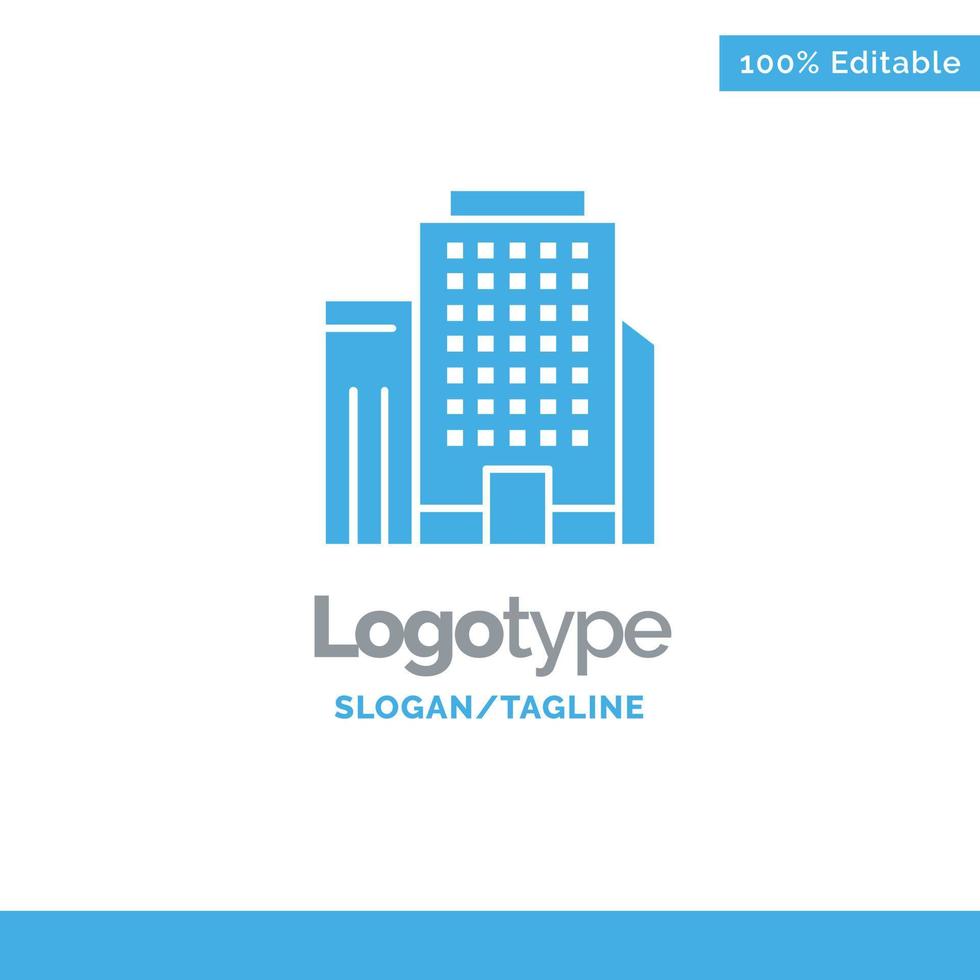 Office Building Job Blue Solid Logo Template Place for Tagline vector