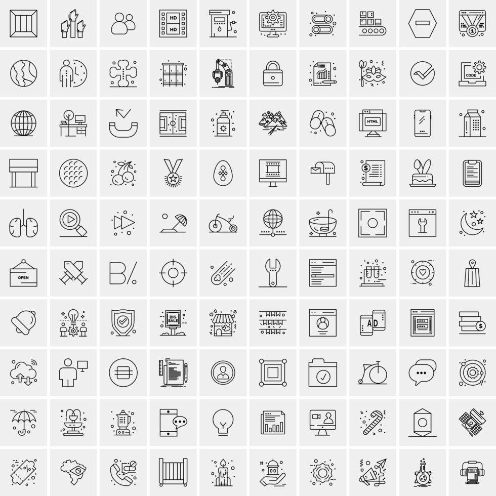 Pack of 100 Universal Line Icons for Mobile and Web vector