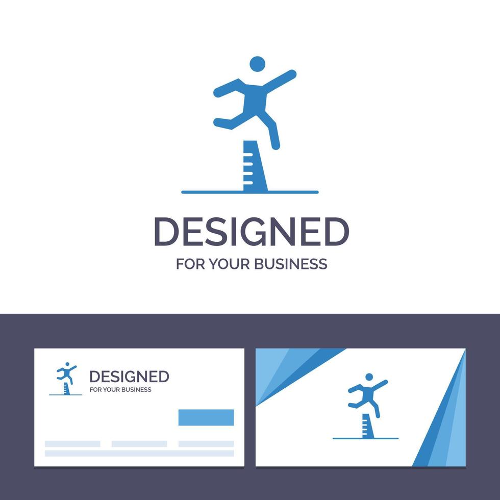 Creative Business Card and Logo template Athlete Jumping Runner Running Steeplechase Vector Illustra