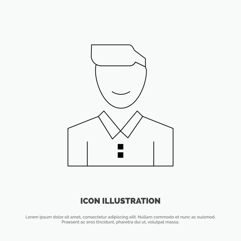 avatar cliente cara feliz hombre persona usuario línea icono vector