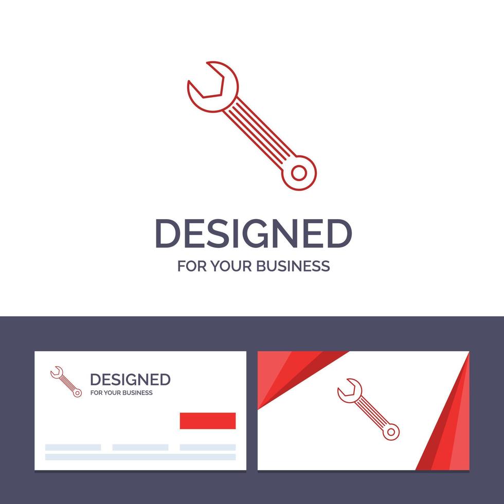 Creative Business Card and Logo template Wrench Adjustable Building Construction Repair Vector Illus